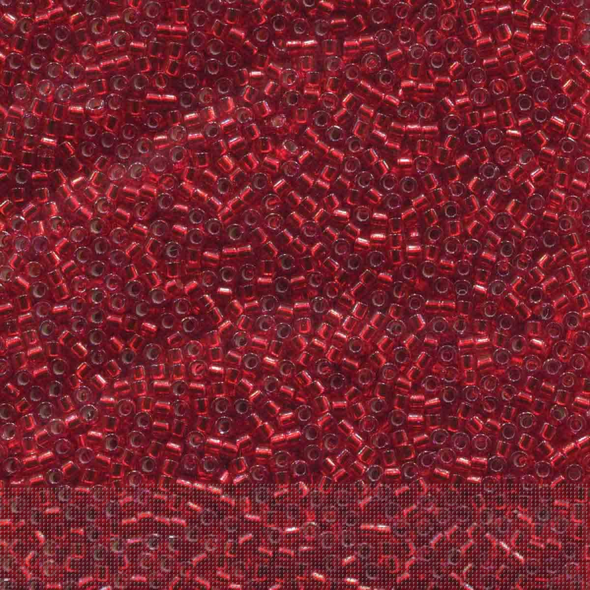 Miyuki 11/0 Delica Beads, Silver-Lined Red Dyed