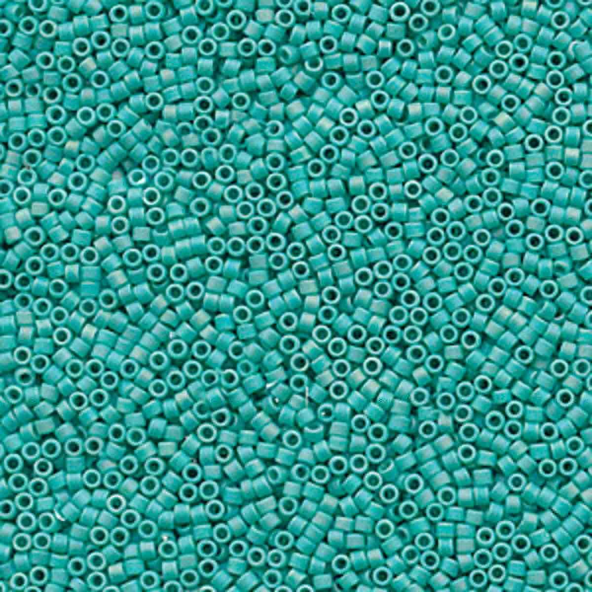 Miyuki 11/0 Delica Beads, Matte Opaque Turquoise AB | Approx. 7.6g Tube