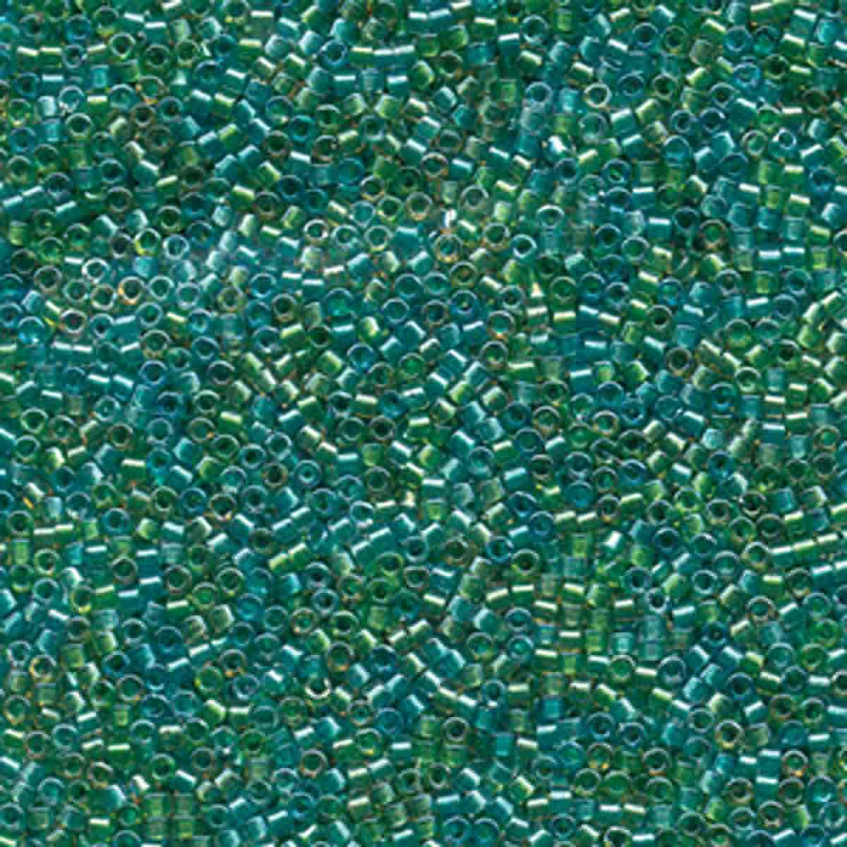 Miyuki 11/0 Delica Beads, Spkl Lined Aqua Fresco Mix (aqua teal green)