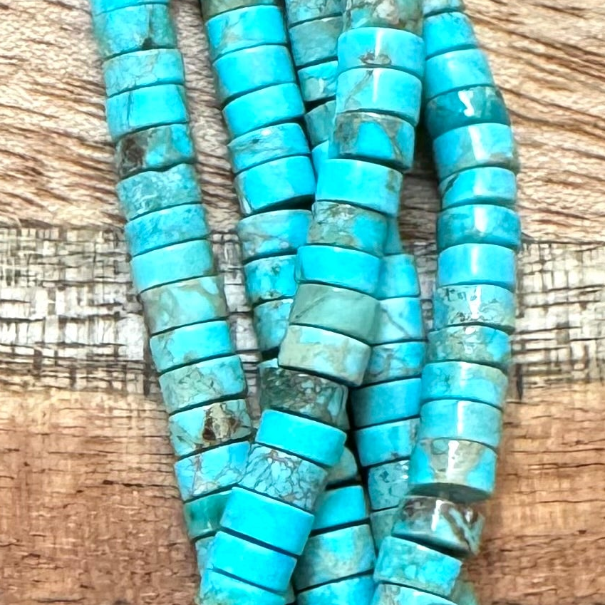 Detail of Turquoise Blue Variscite Heishi Gemstone Strand, 2x4mm (ABA-1230)