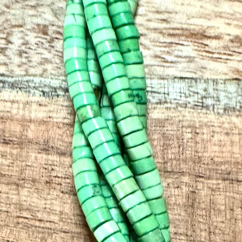 Detail of Magnesite Heishi Gemstones, Green, 2x4mm (ABA-1241)
