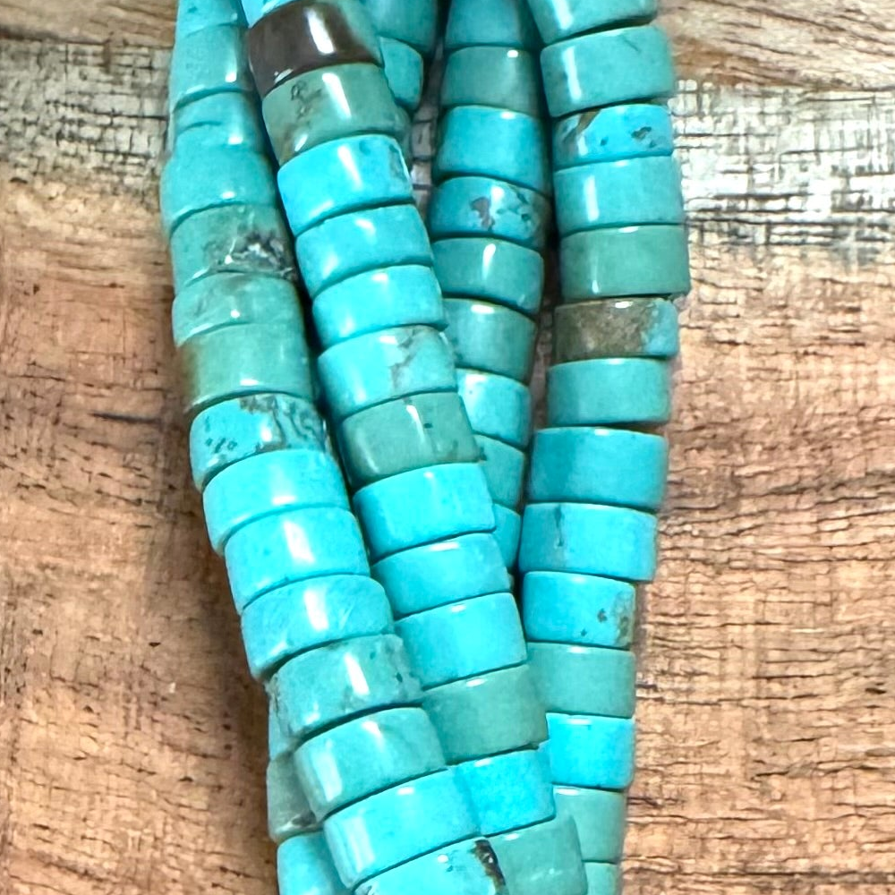 Detail of Magnesite Heishi Gemstones, Blue/Green, 4x6mm (ABA-1244)