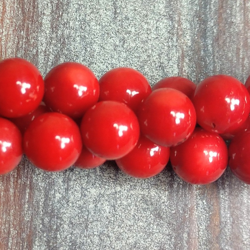 Detail of Coral Gemstone Bead Strand, 7.5mm (GM-0259)
