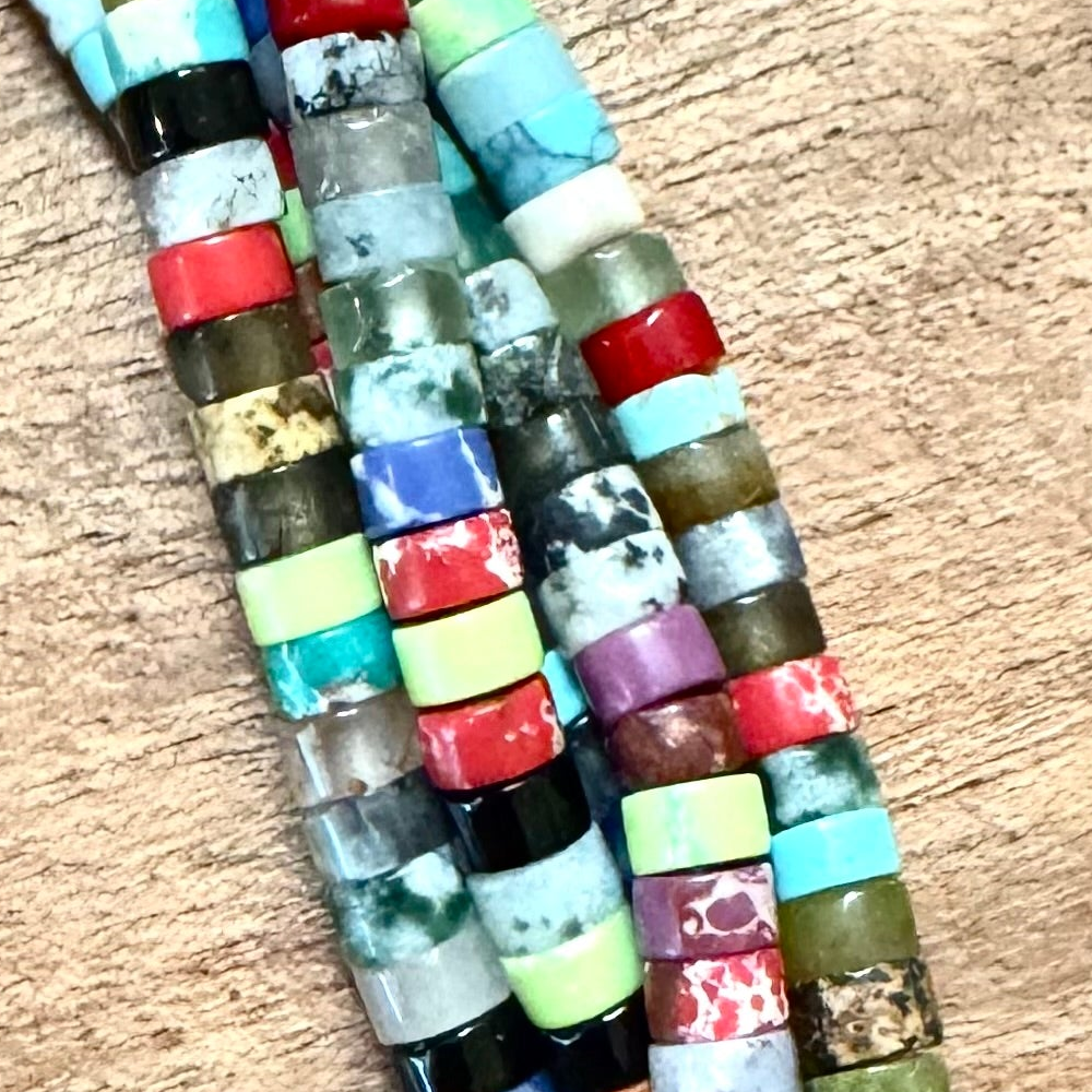Detail of Mixed Heishi Gemstone Strand, 2x4mm (ABA-1223)