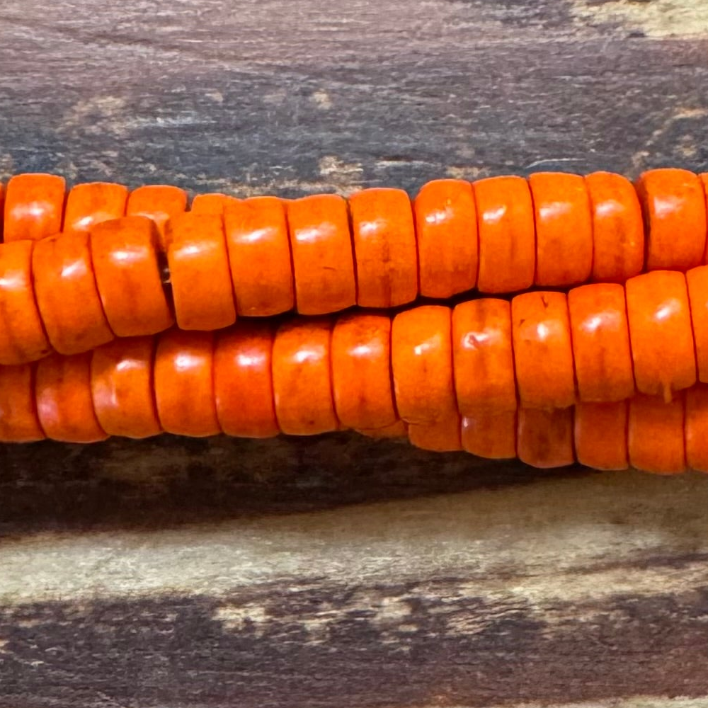 Detail of Magnesite Heishi Gemstone Beads, Burnt Orange, 2.5x5.5mm (ABA-1143)