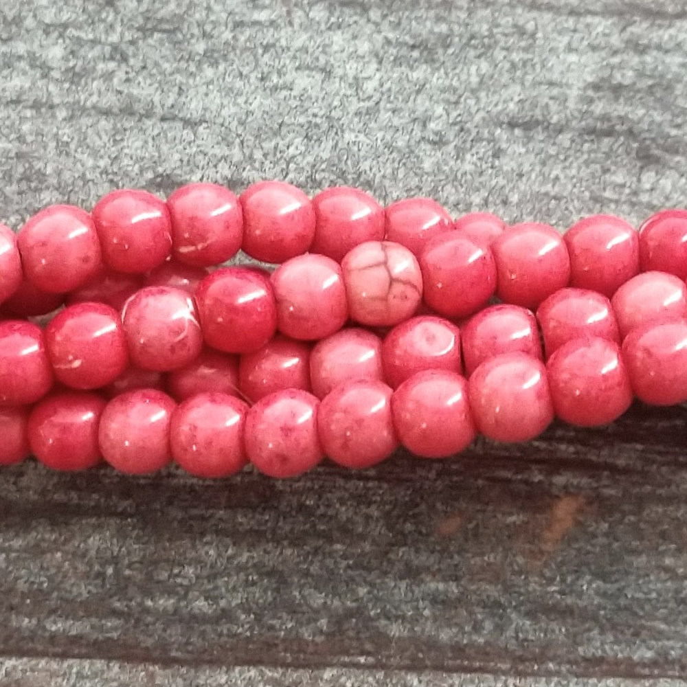 Detail of Dark Blush Howlite Gemstone Bead Strand, 4mm (GM-5525)