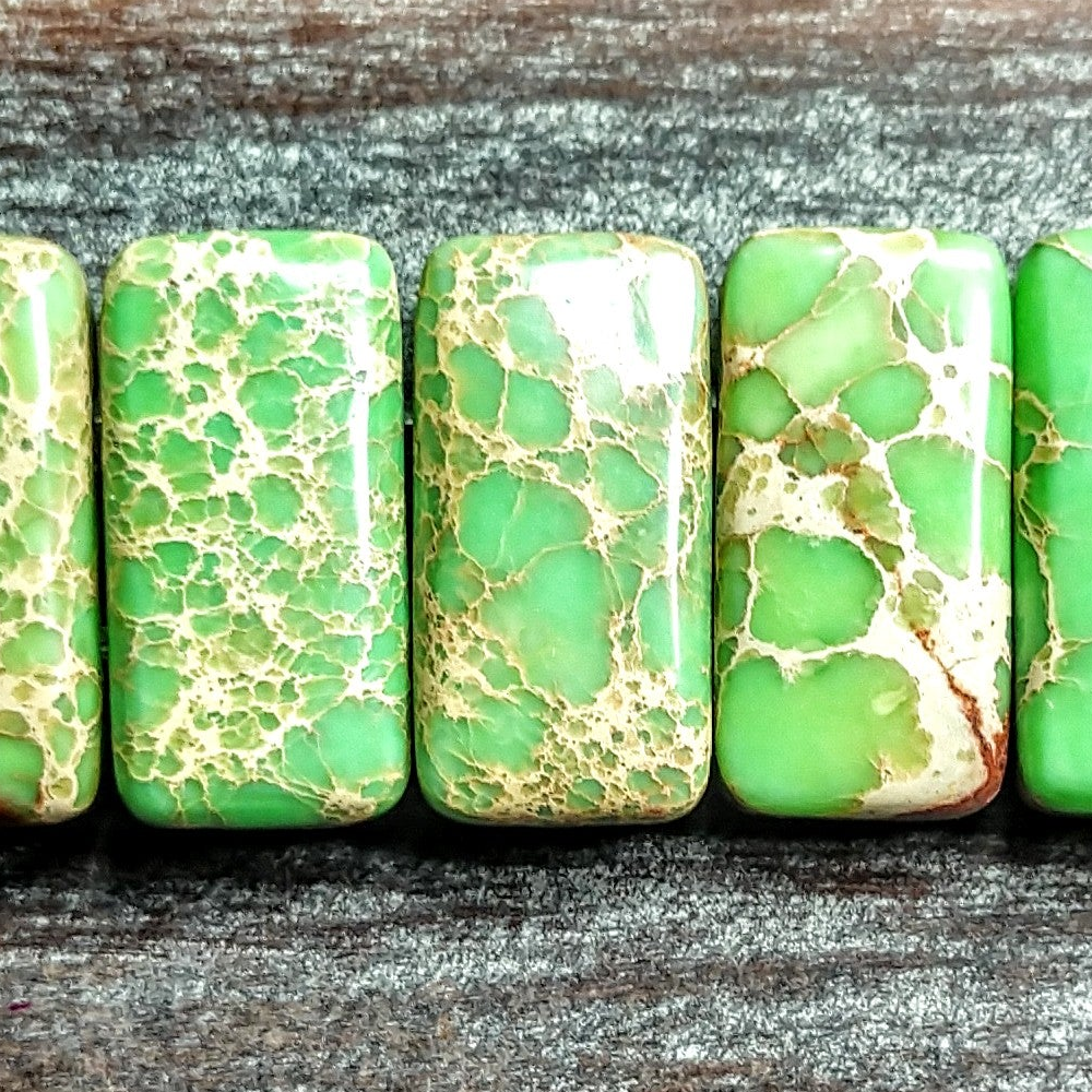 Detail of Green Variscite Double Drilled Gemstone Beads,8 x20mm (GM-0504)