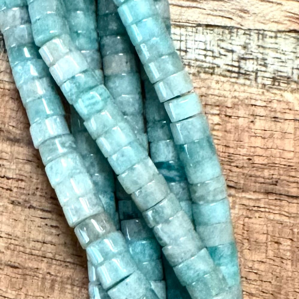 Detail of Peruvian Amazonite Heishi Gemstone Strand, 2x4mm (ABA-1237)