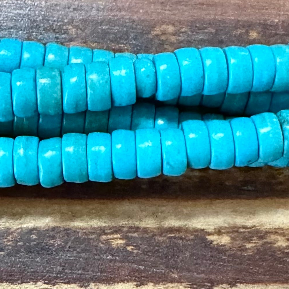 Detail of Howlite Gemstone Heishi Beads, Turquoise Blue, 2.5x5mm (ABA-1199)