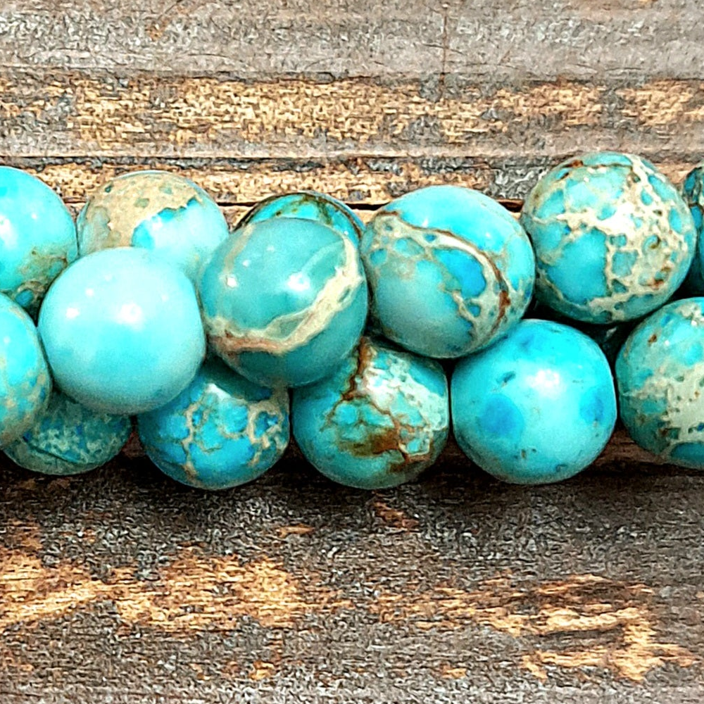 Detail of Turquoise Blue 6mm Variscite Gemstone Beads (GM-2027)