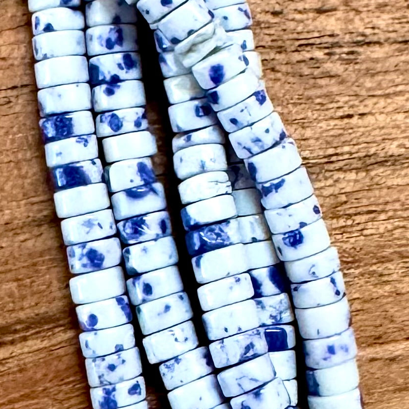 Detail of Blue Spot Jasper Heishi Gemstone Strand, 2x4mm (ABA-1249)