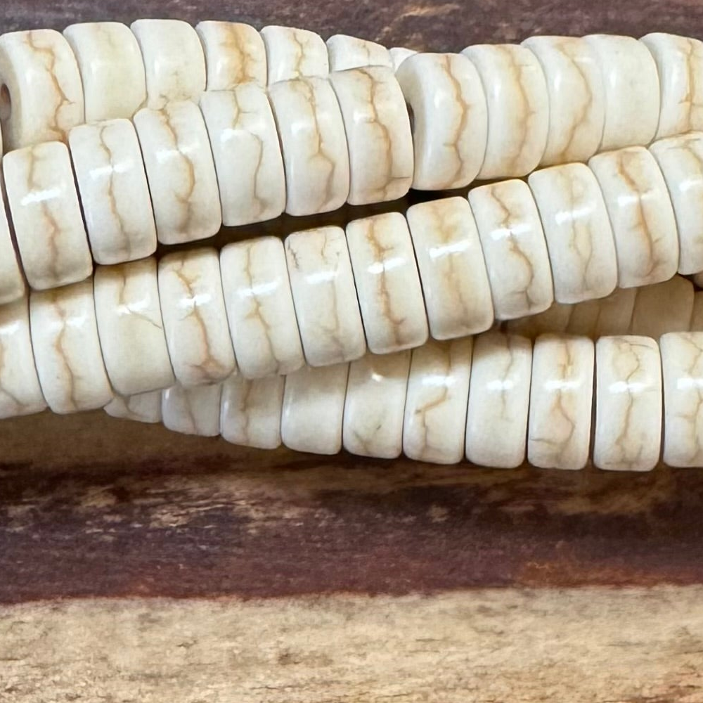 Detail of Magnesite Heishi Gemstone Beads, Off White, 2.5x6mm (ABA-1142)