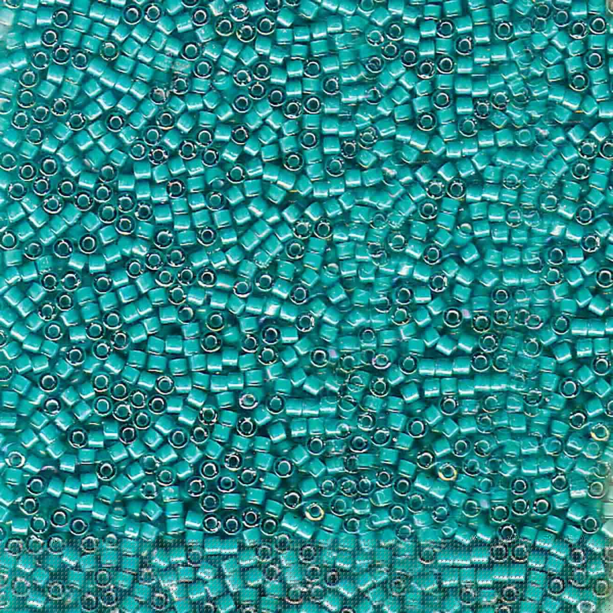 11/0 Delica Beads, White Lined Teal AB