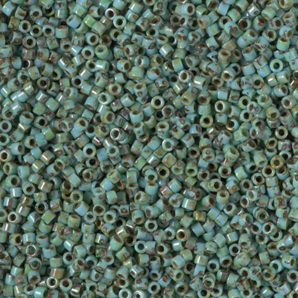 Miyuki 11/0 Delica Beads, Picasso Seafoam Green Matte