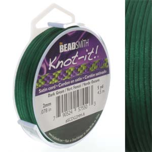 SCDG2MM-R - Satin Cord 2mm Dark Green 5 Yd/Spool – Auntie's Beads Direct