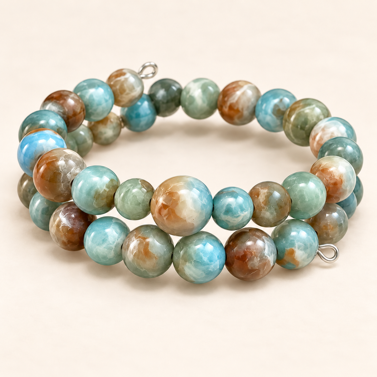 Capri Marble Memory Wire Bracelet — 8mm