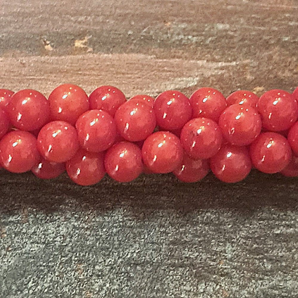 Detail of Red Coral Round Gemstone Beads, Grade AAA, 3.5mm (GM-9062)