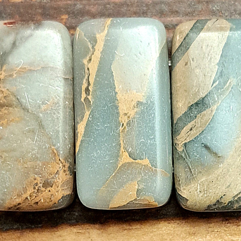 Detail of Aqua Terra Jasper Double Drilled Gemstone Beads,10x20mm (GM-0526)
