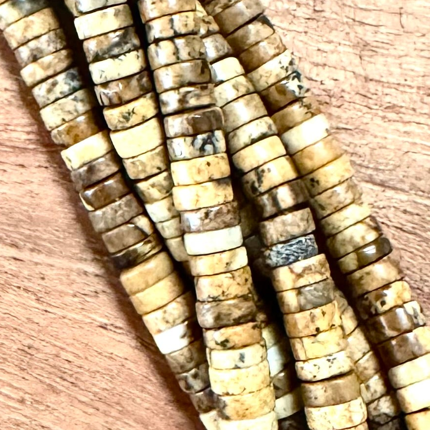 Detail of Picture Jasper Heishi Gemstone Strand, 1.25x4mm (BCB-2830)