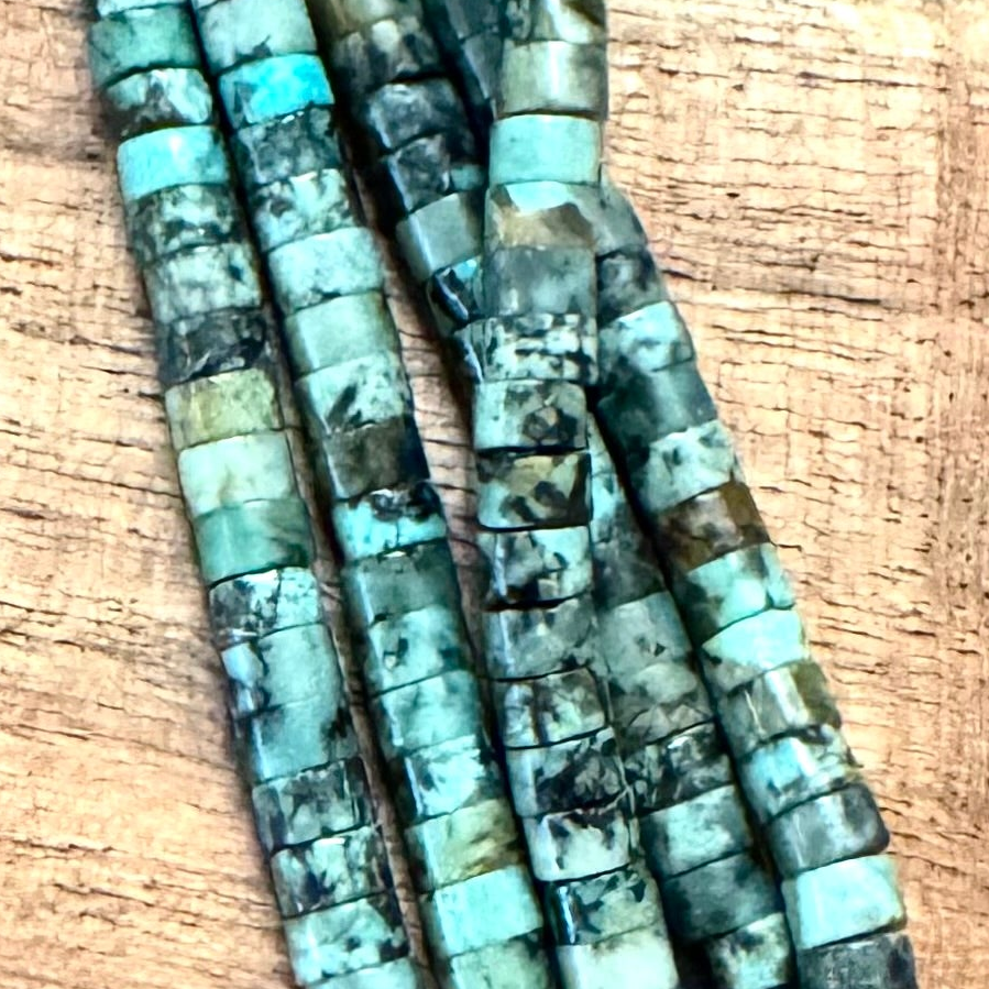 Detail of African Turquoise Heishi Gemstone Strand, 2x4mm (ABA-1217)