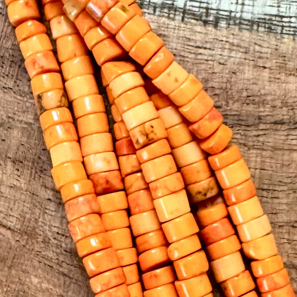 Detail of Orange Variscite Heishi Gemstone Strand, 2x4mm (ABA-1233)