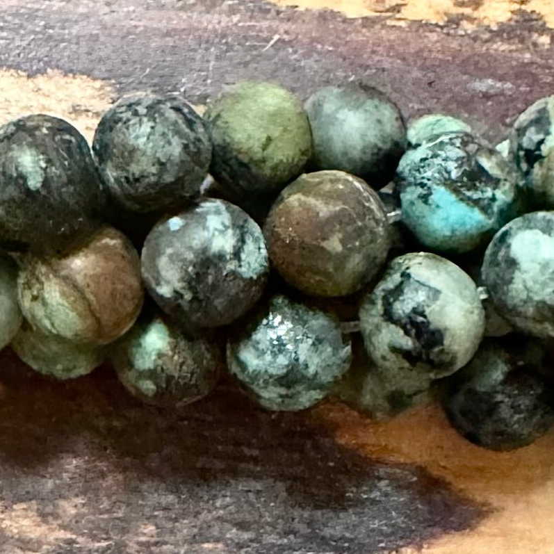 Detail of African Turquoise Matte 6mm Round Gemstone Beads (GM-0601)