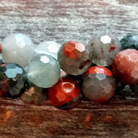 Detail of Bloodstone Faceted Gemstone Bead Strand, 8mm (GM-5527)