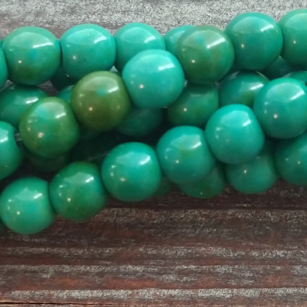 Detail of Ocean Green Howlite Round Gemstone Bead Strand, 6mm (GM-5521)