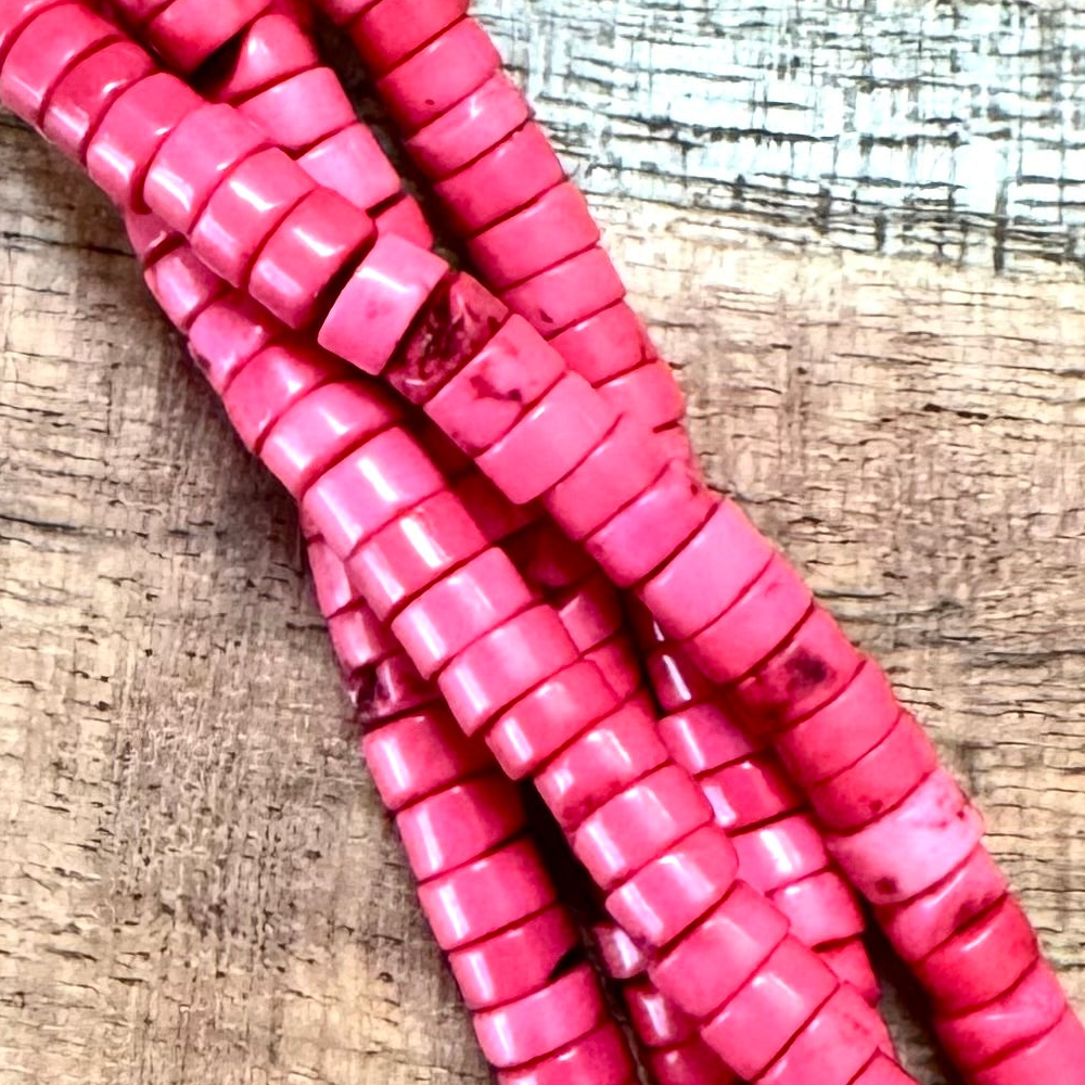 Detail of Pink Variscite Heishi Gemstone Strand, 2x4mm (ABA-1231)