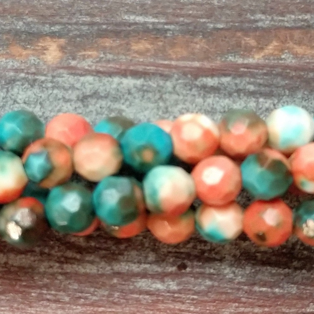 Detail of Composite Of Turquoise Faceted Gemstone Beads, Sedona Sunset, 4mm (GM-5451)