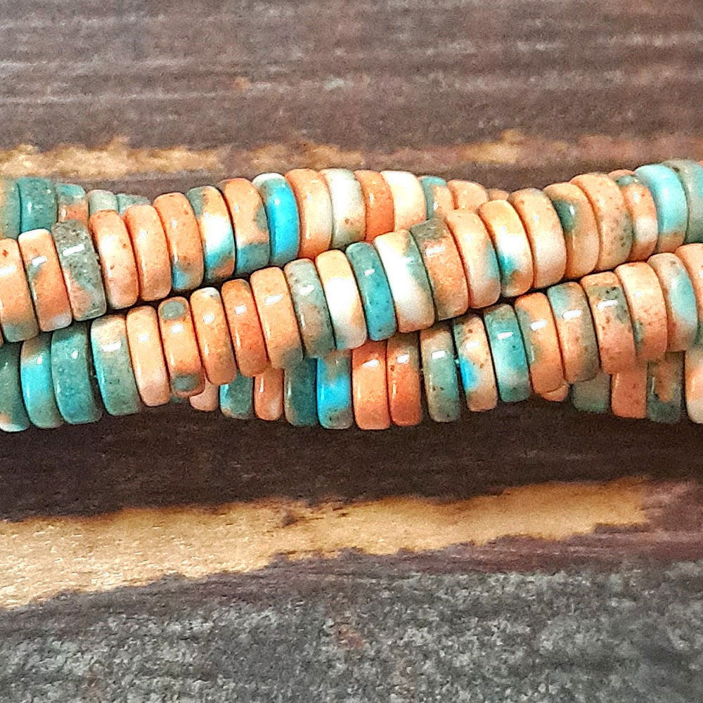 Detail of Agate Heishi Gemstone Bead Strand, Sedona Sunset, 4mm (GM-9055)