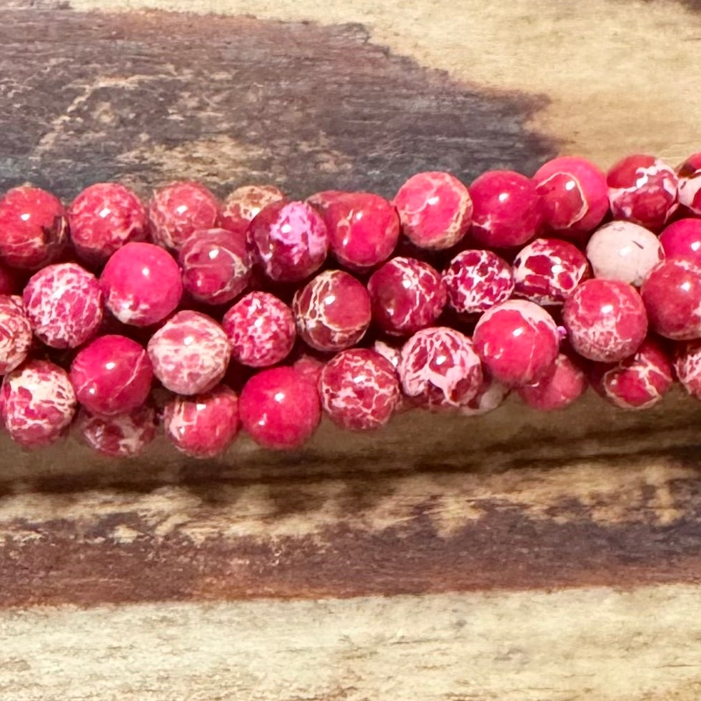 Detail of 4mm Pink/Red Variscite Gemstone Beads (GM-0063)