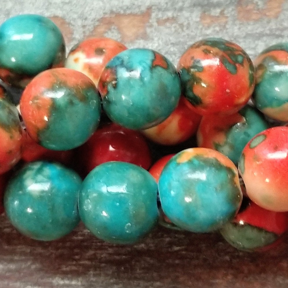 Detail of Composite Of Turquoise Gemstone Beads, Sedona Sunset, 8mm (GM-5453)