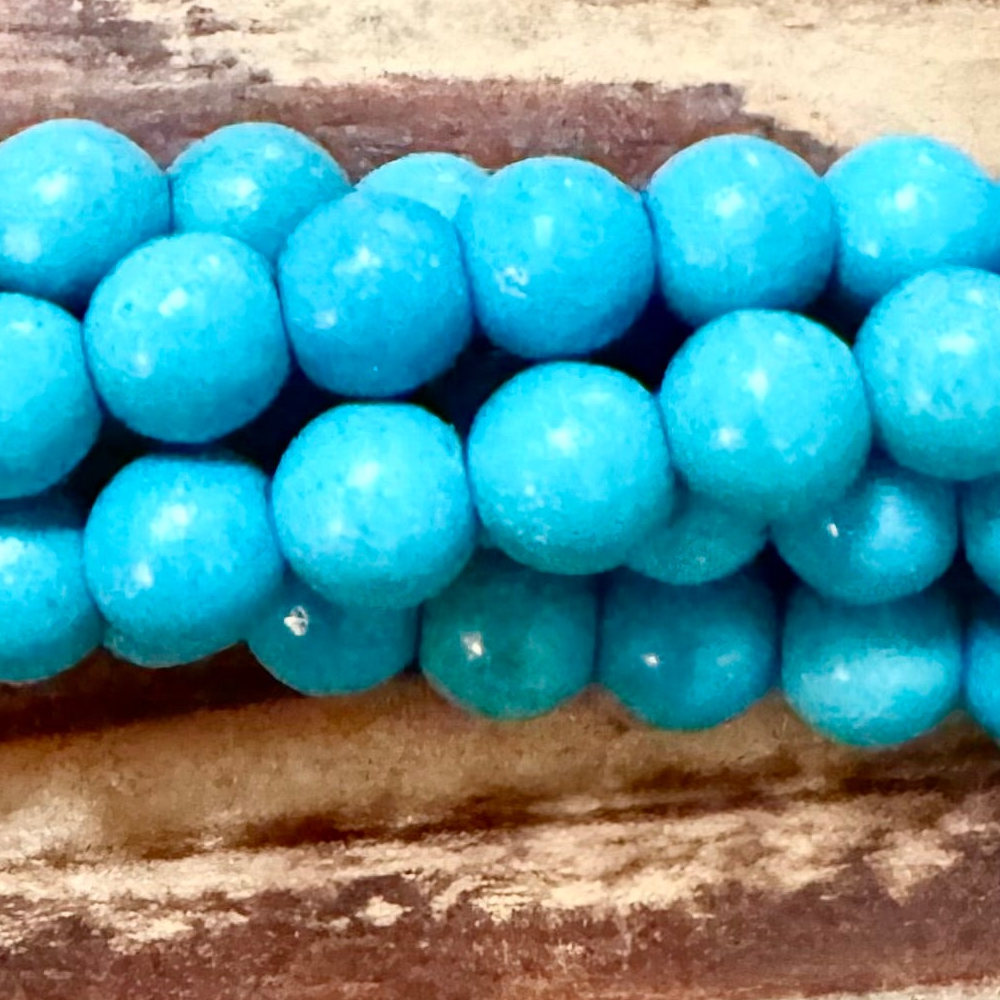 Detail of Howlite Gemstone Beads, Bright Blue, 6mm (ABA-1198)