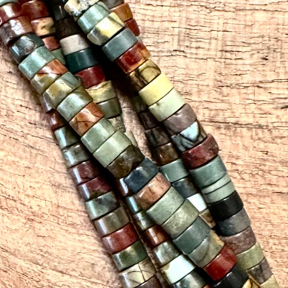 Detail of New Picasso Jasper Heishi Gemstone Strand, 2x4mm (ABA-1224)