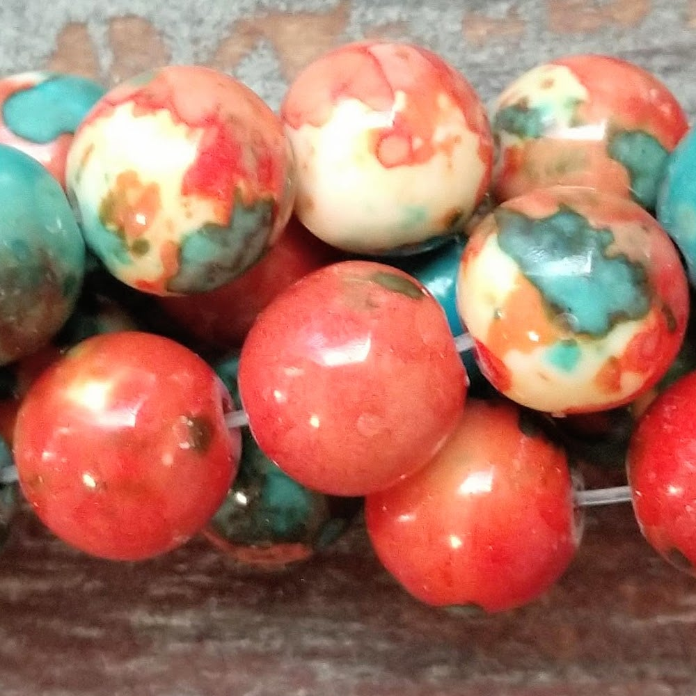 Detail of Composite Of Turquoise Gemstone Beads, Sedona Sunset, 10mm (GM-5455)