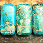 Detail of Turquoise Blue Variscite Double Drilled Rectangle Gemstone Beads,10x20mm (GM-0502)