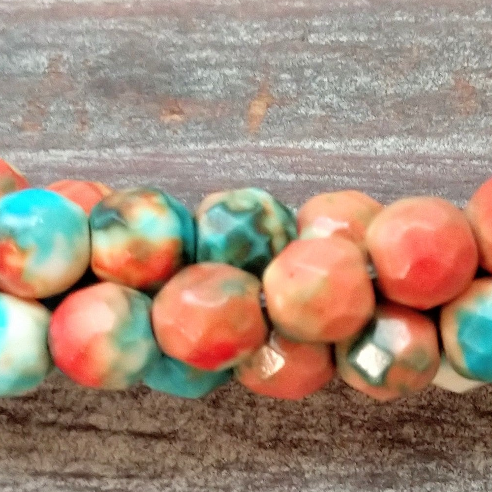 Detail of Composite Of Turquoise Faceted Gemstone Beads, Sedona Sunset, 6mm (GM-5450)