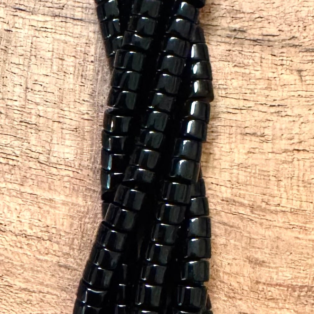 Detail of Onyx Heishi Gemstone Strand, 2x4mm (ABA-1219)