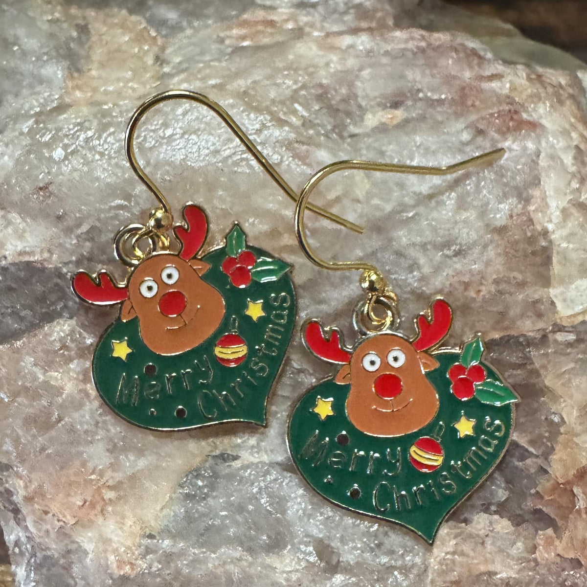 Loveable Rudolph Earrings finished earrings made with PK02GP earwires; decorative components sold separately