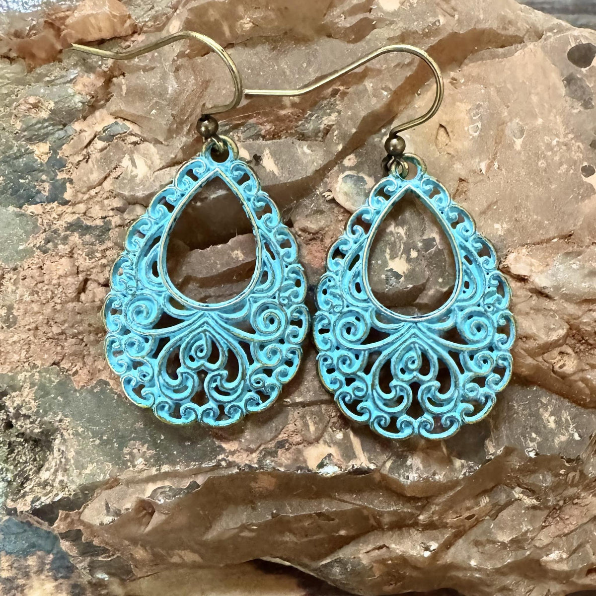 Lacy Teardrop Earrings finished earrings made with PK02ABP earwires; decorative components sold separately