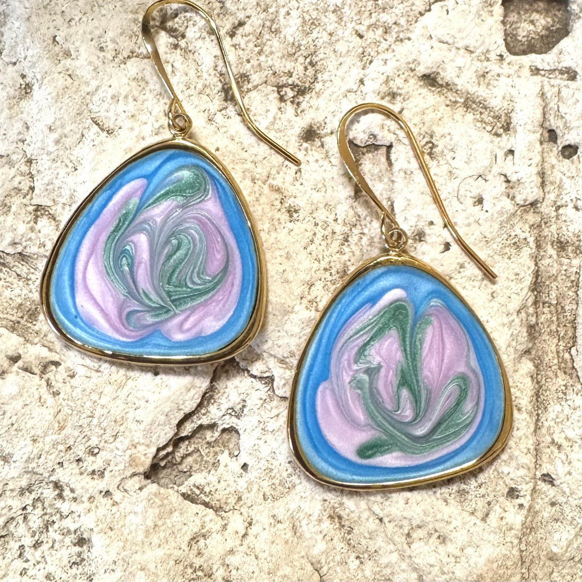 Water Color Earrings finished earrings made with PK07GP earwires; decorative components sold separately