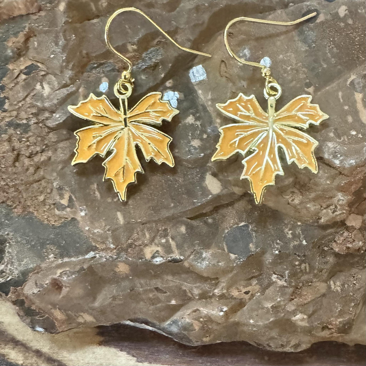 Spicy Leaves finished earrings made with PK02GP earwires; decorative components sold separately