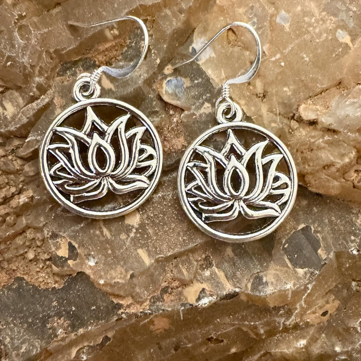 Lotus Earrings finished earrings made with PK06SP earwires; decorative components sold separately