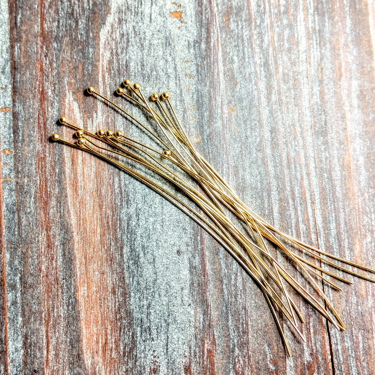 B21/200G - Gold Plated Head Pin With 2mm Ball, 2 Inch | Pkg 10