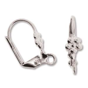 LVB06SP - Silver Plated Lever Backs With Flower | Pkg 4