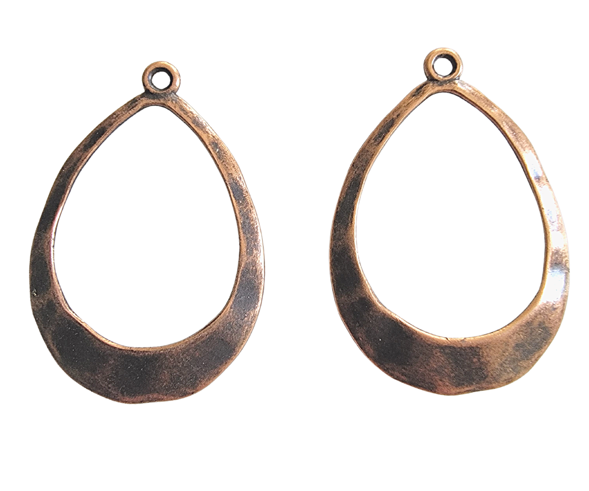 AB 0632 Antique Copper Oval Earring Findings 34x50mm Pkg 2