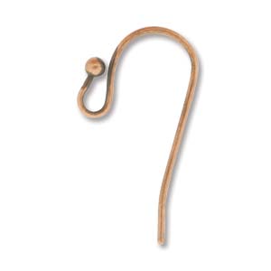 PK01ACP - Antique Copper Plate Ear Wires With Front 2mm Bead | Pkg 10
