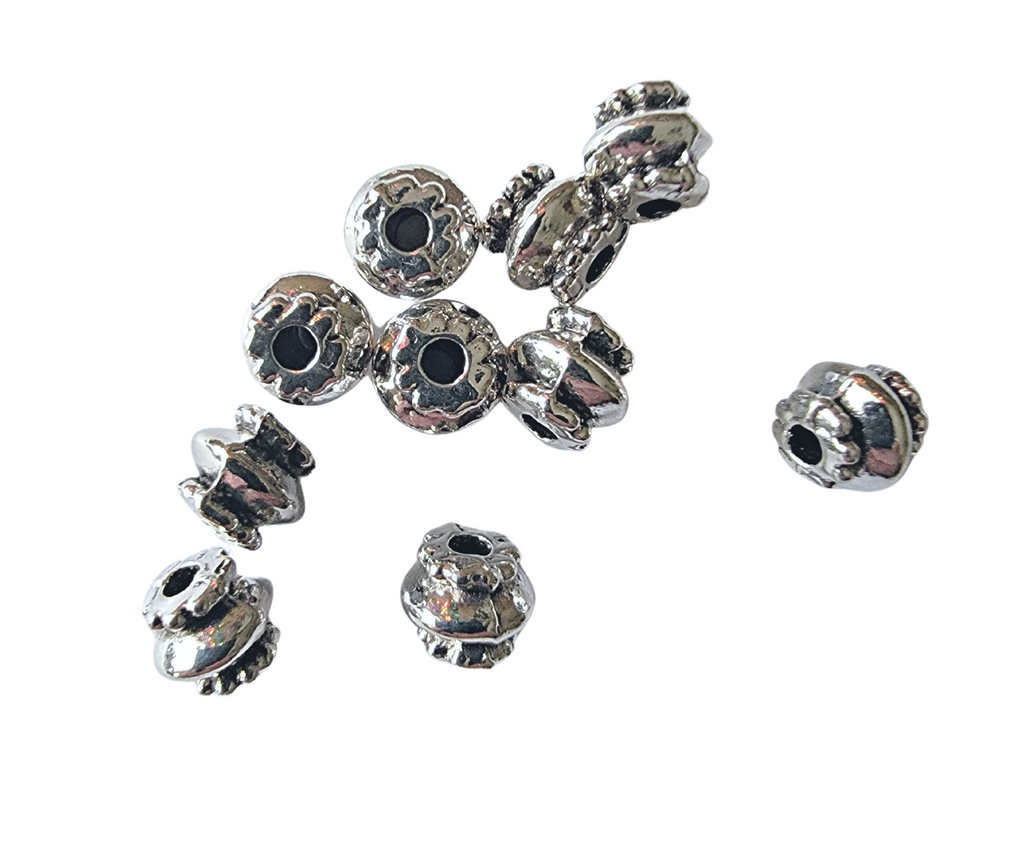 Large Hole Metal Bead with Star 11x9mm Pewter Antique Silver Plated (1-Pc)